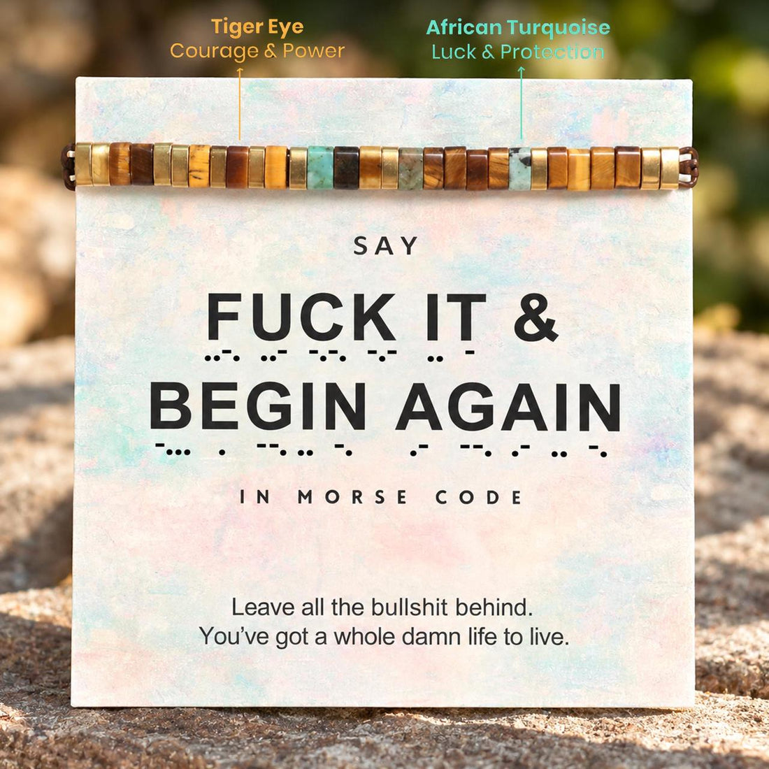 fuck it and begin again tila morse code bracelet, morse code jewelry