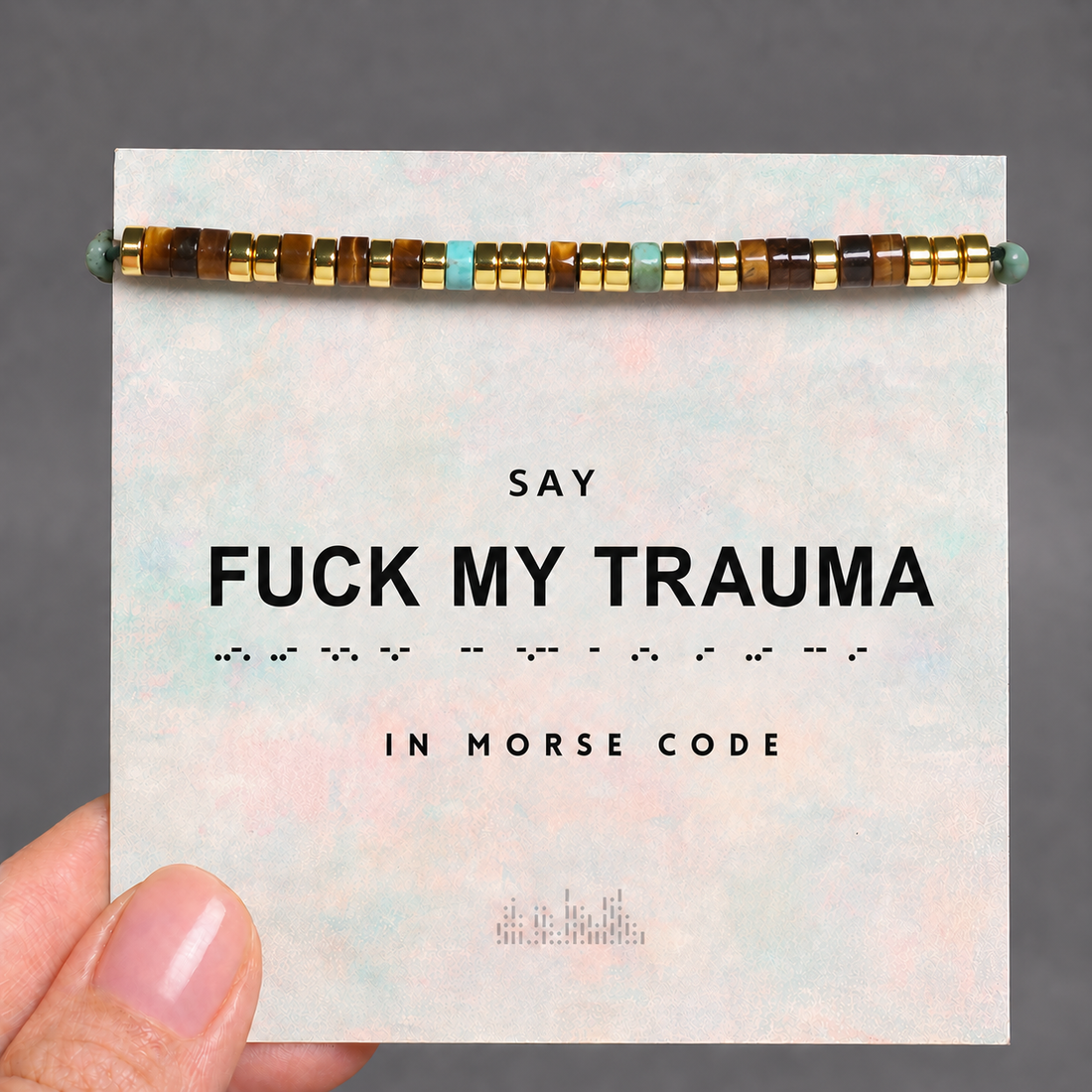 fuck my trauma morse code motivational bracelet