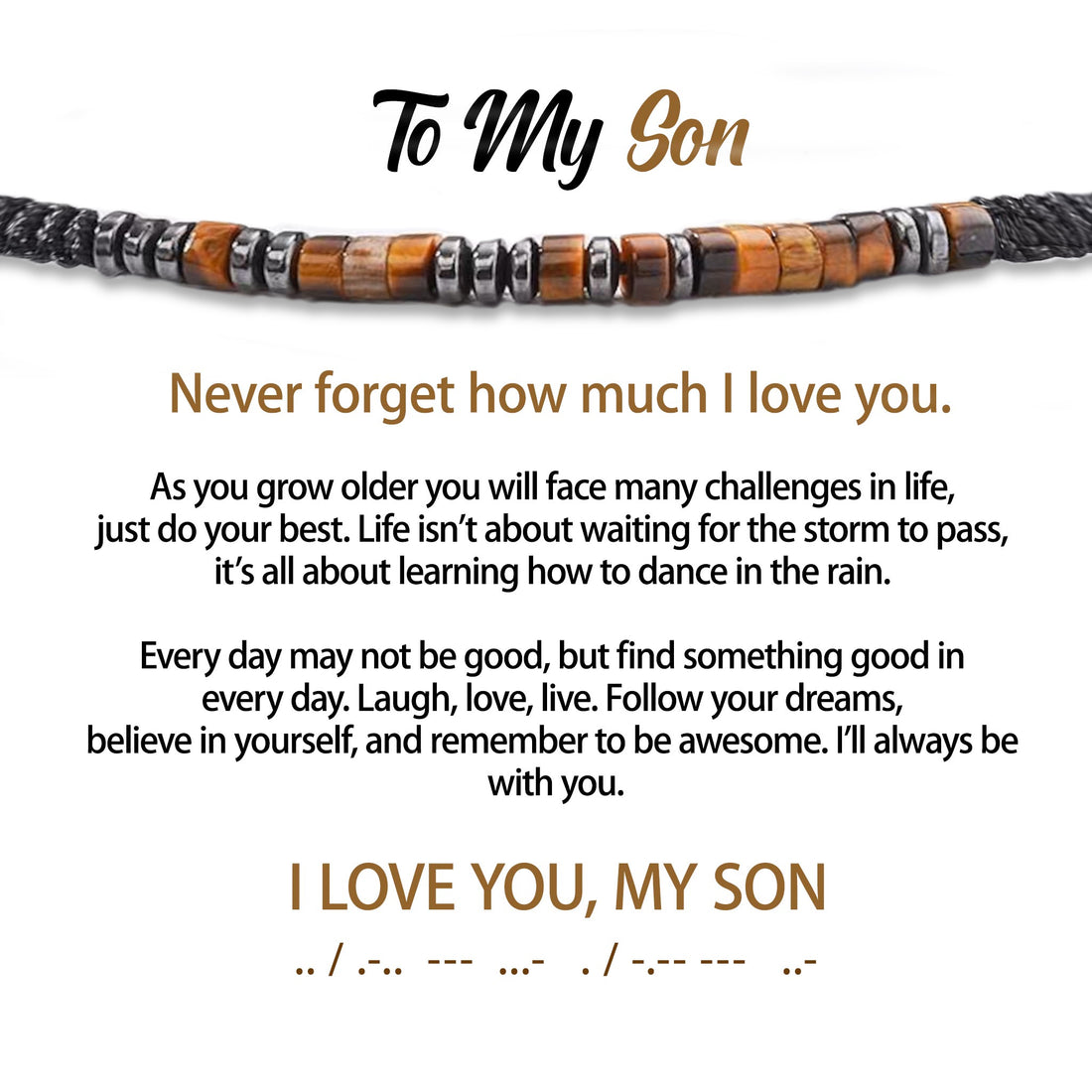 I Love U My Son Morse Code Bracelet