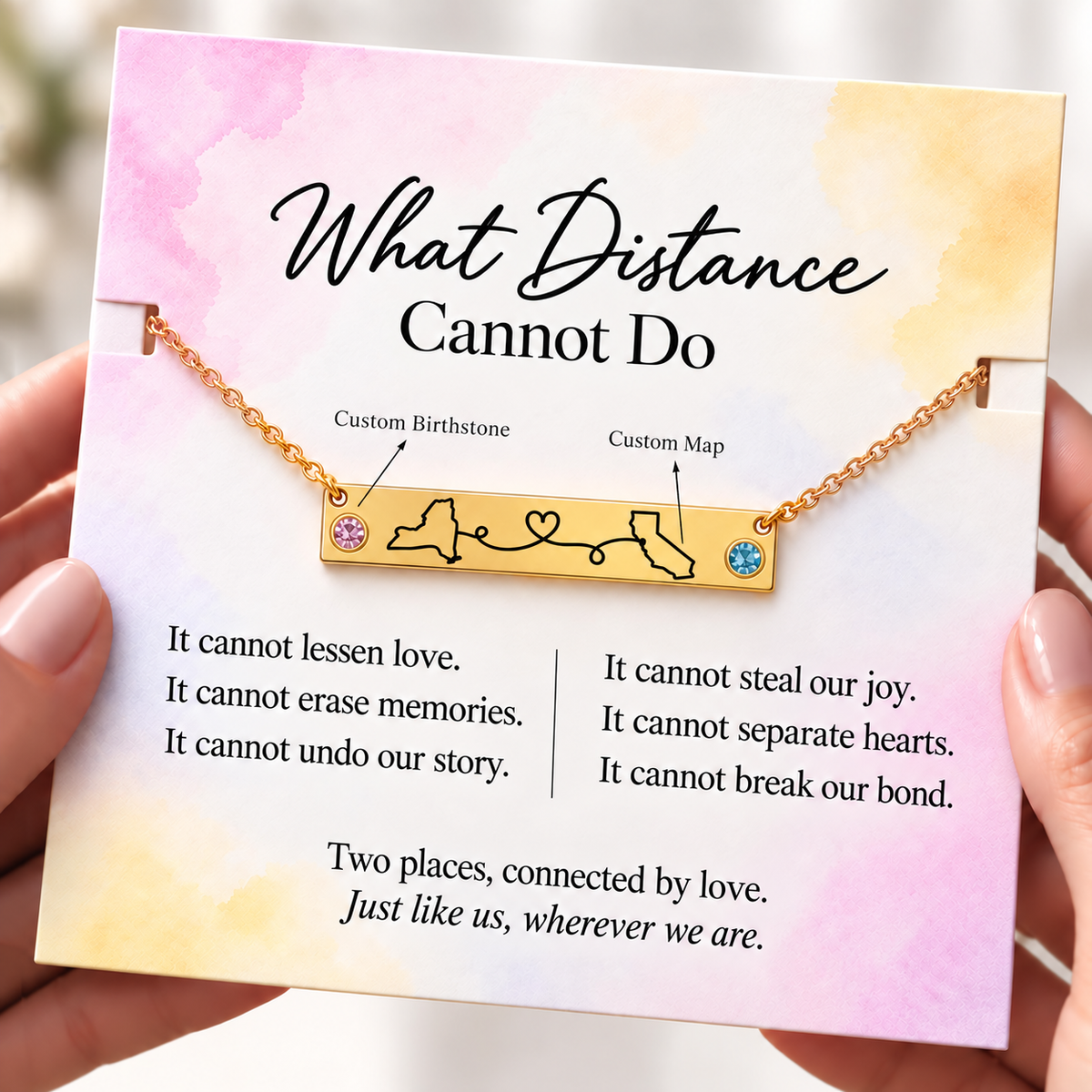 dual map necklace, two places connected by love jewelry