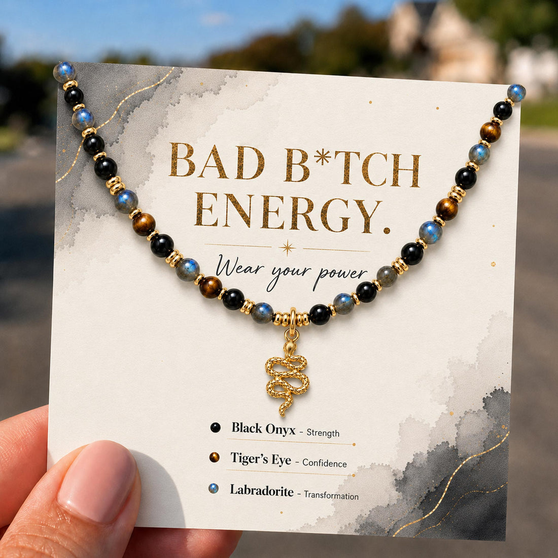 Snake Charm Crystal Energy Necklace