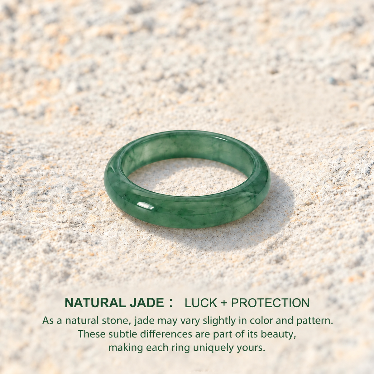 natural jade ring, minimalist jade jewelry for luck and protection
