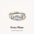through every phase moonstone ring, moon phase inspired jewelry