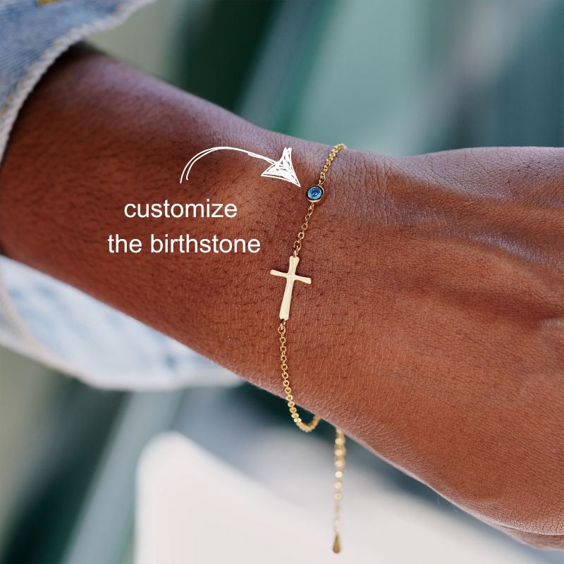 crossing birthstone bracelet with custom birthstones