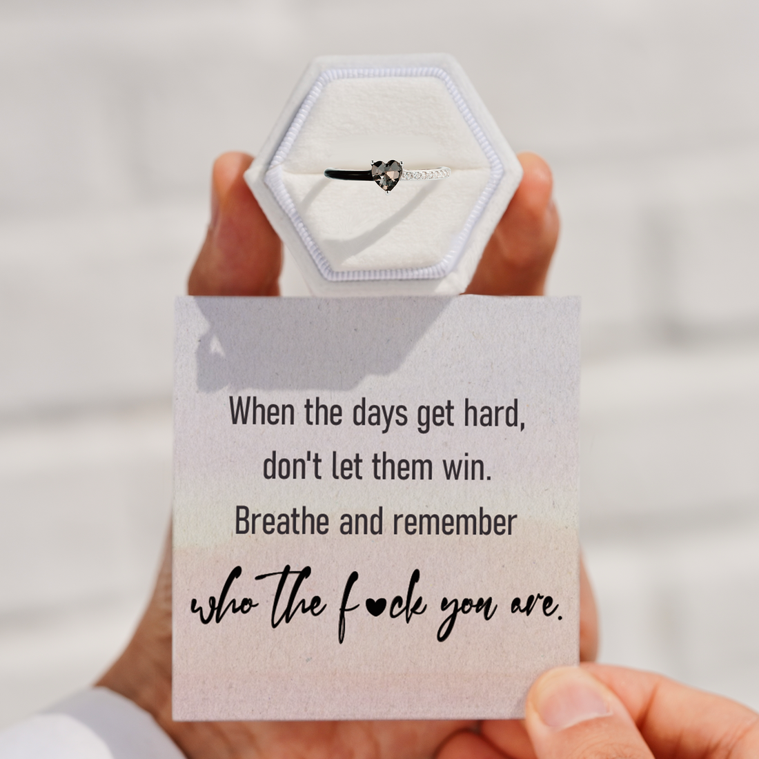 Strong As Fuck Heart Enamel Ring